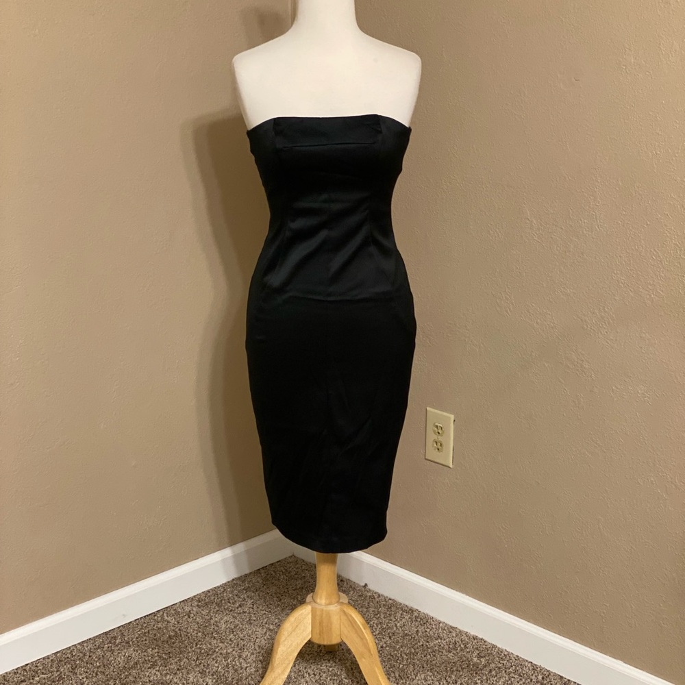 Express Satin Black Strapless Dress Size 0